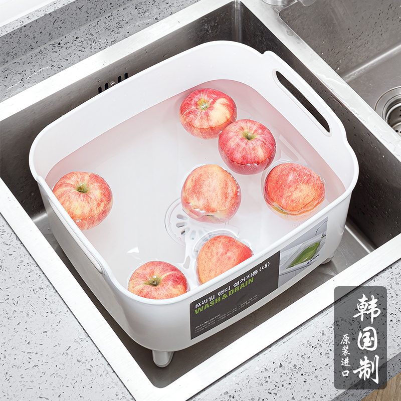 韩国进口洗菜盆沥水篮大号厨房洗碗水槽沥水架家用淘菜水果滤水篮