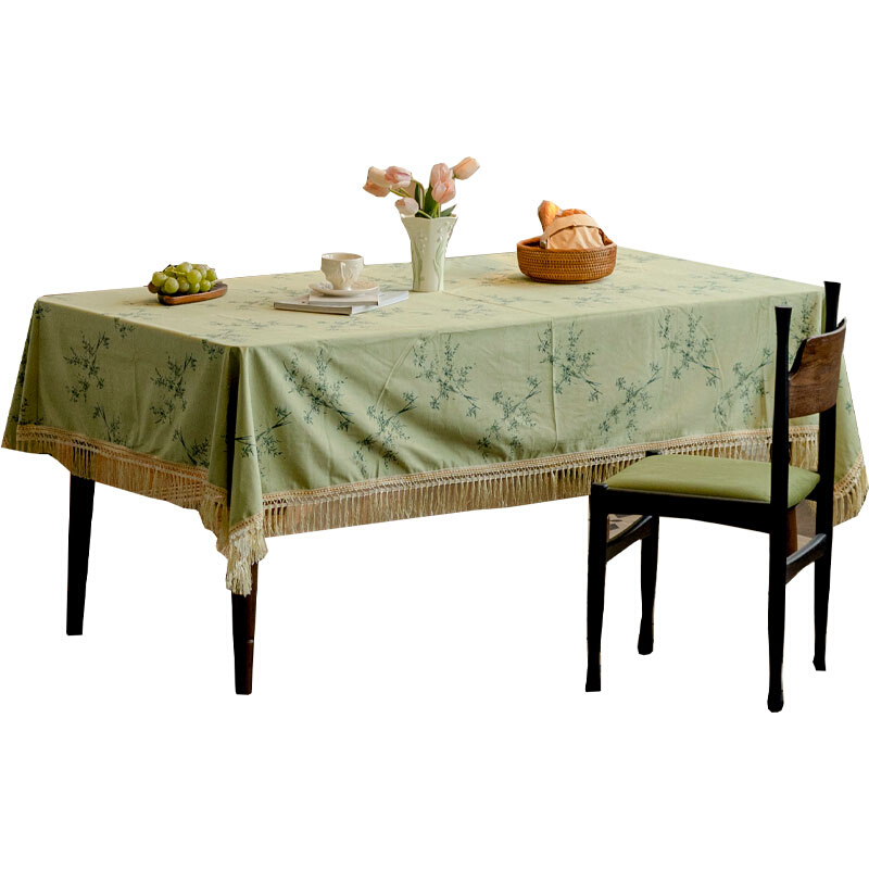 新中式竹子桌布复古中国风高级感防水餐桌布长方形茶几圆桌桌布