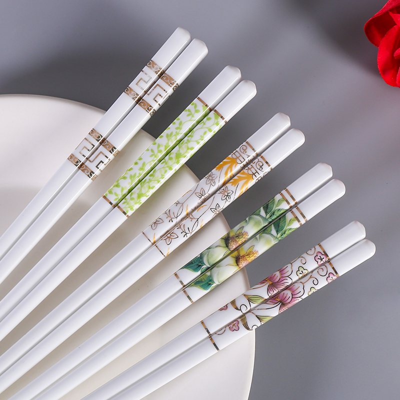 陶瓷筷子家用高档骨瓷餐具防滑防霉10双轻奢筷子不发霉个性创意筷