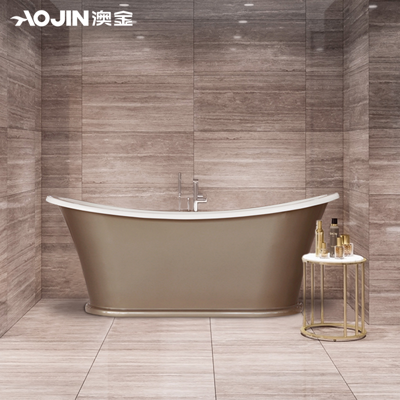 澳金人造石浴缸 家用卫生间普通独一体立式 炫彩成人1.7米大浴缸