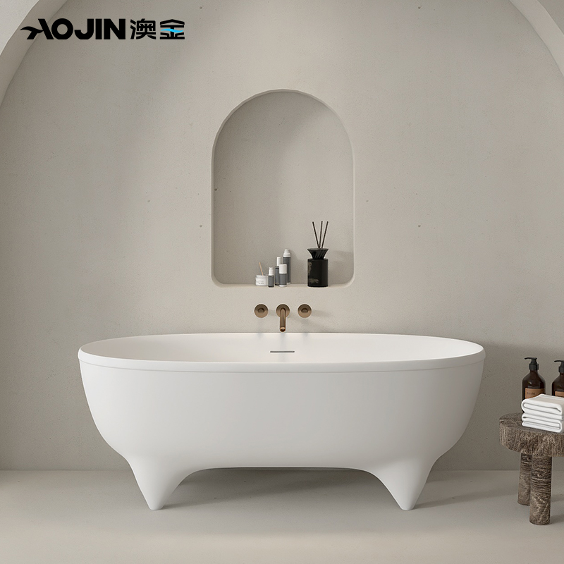 澳金人造石浴缸独立式创意个性弧度四脚浴缸家用欧式贵妇人酒店