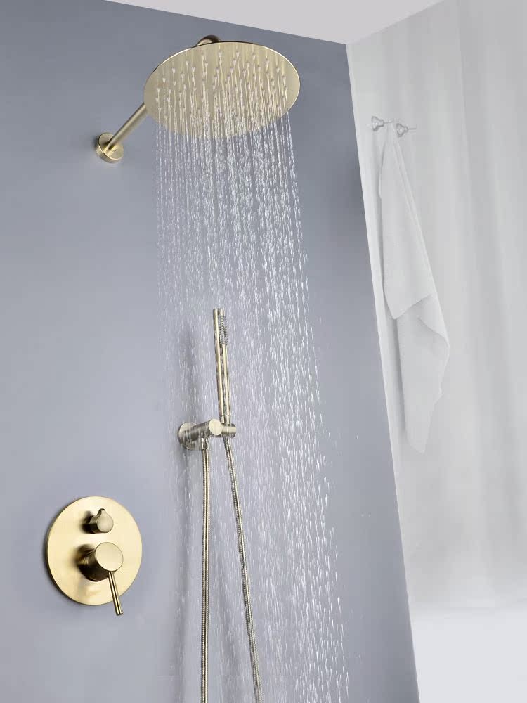 全铜金色暗装花洒入墙式淋浴冷热全铜混水阀淋雨喷头套装