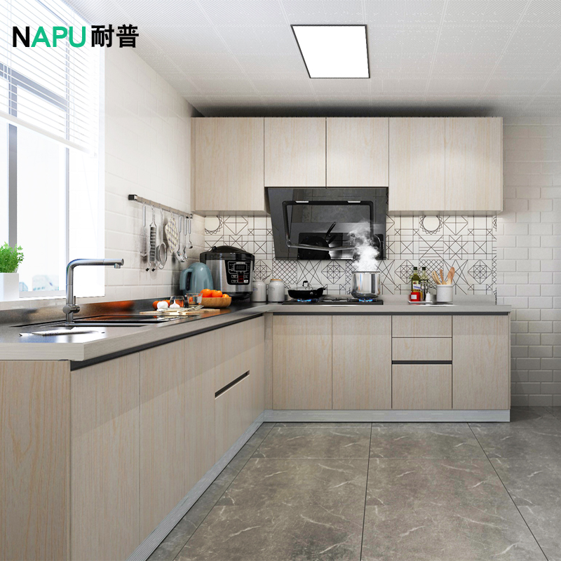 厂促小户型简约现代不锈钢整体厨房橱柜家用经济型灶台柜子定做品