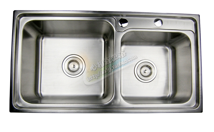 冠爵不锈钢厨房水槽套餐双槽一体成型洗碗池菜盆8043加厚1.2MM