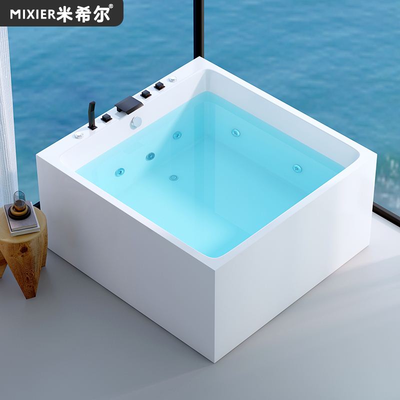 日式小浴缸家用小户型独立网红迷你深泡浴盆亚克力冲浪按摩浴池