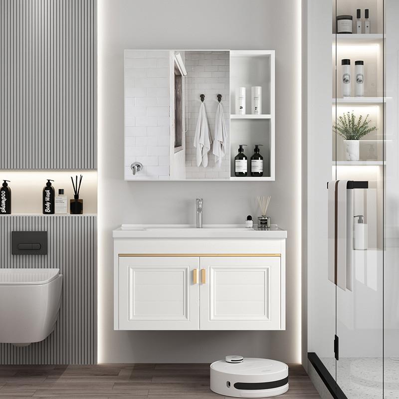 轻奢太空铝浴室柜组合现代简约卫生间洗脸盆小户型挂墙式洗手盆池