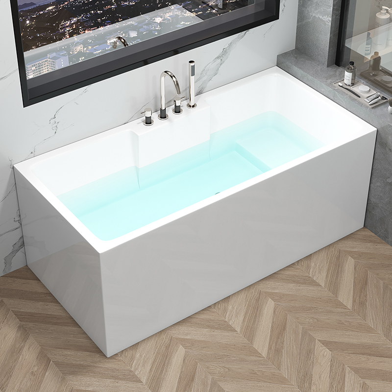新品浴缸长方形家用亚克力独立式双层保温家用民宿酒店一体缸浴q.