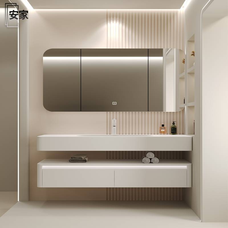 2023适用于简约杜邦可丽耐陶瓷一体盆浴室柜组合卫生间洗漱台洗手