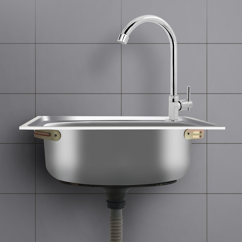 不锈钢简易挂墙壁挂支架水槽厨房洗菜盆洗碗槽洗手池台下盆大单盆