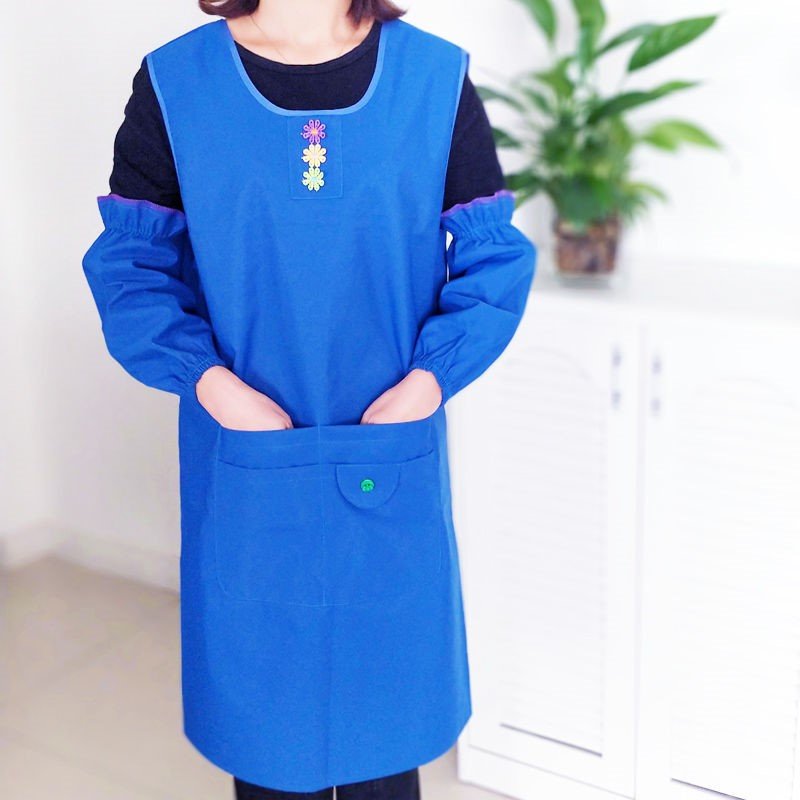 女围裙韩版时尚成人厨房防水防油罩衣背带工作服做饭袖套围裙套装