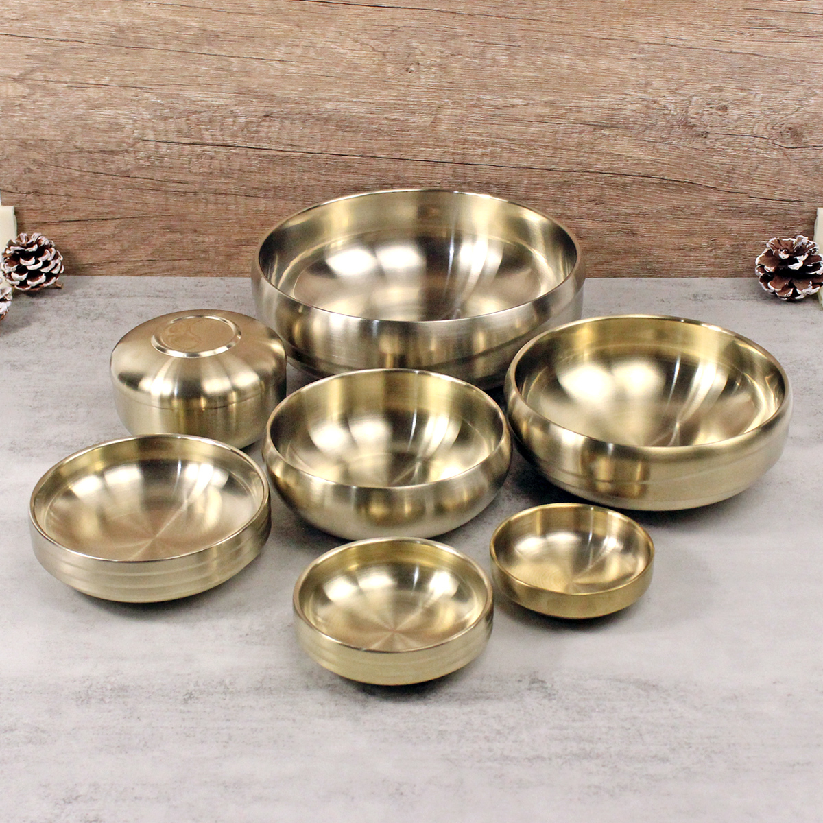 韩国进口传统金色不锈钢汤碗加厚双层韩式电镀钛合金冷面碗正品