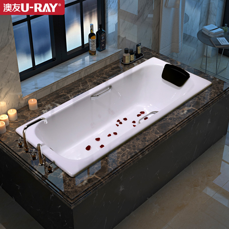 澳友嵌入式铸铁搪瓷小户型浴缸12-1.7米家用陶瓷日式卫生间大浴池