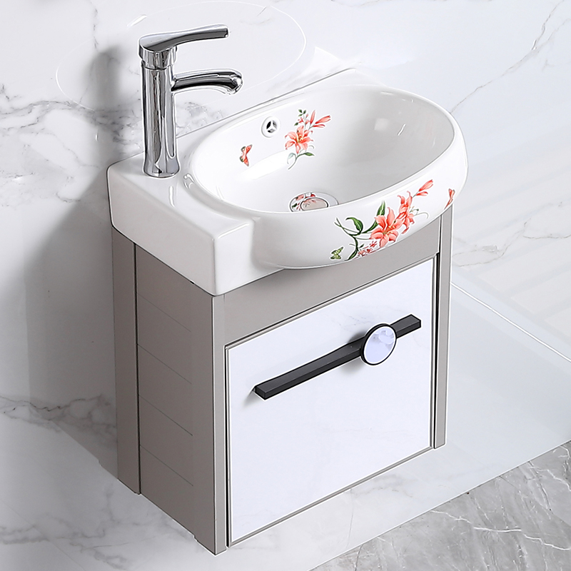 太空铝浴室柜组合小户型洗手盆陶瓷彩绘洗脸盆卫生间挂墙式洗漱台