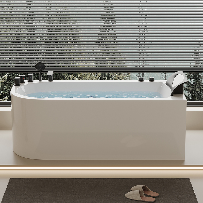 独立式家用亚克力浴盆弧形冲浪浴池1.4-1.7M圆角三裙一体按摩浴缸