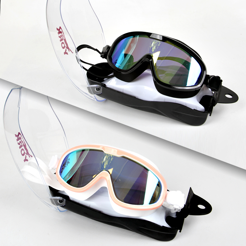 泳镜高清防雾防水大框电镀透明近视游泳眼镜套装装备成人男女通用