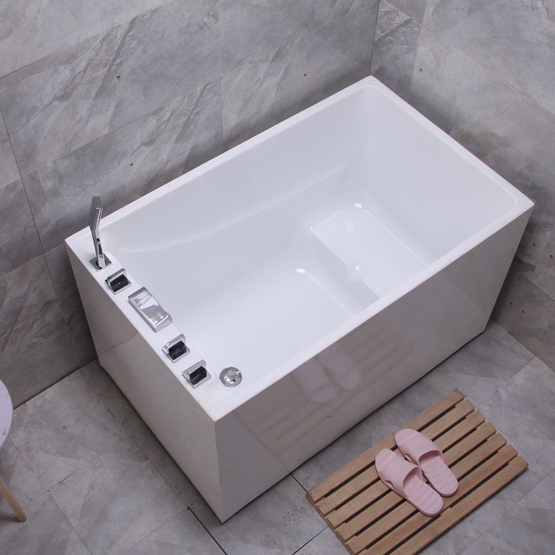 家用亚克力免安装方形浴缸无缝一体小户型加深定制长方形网红小缸