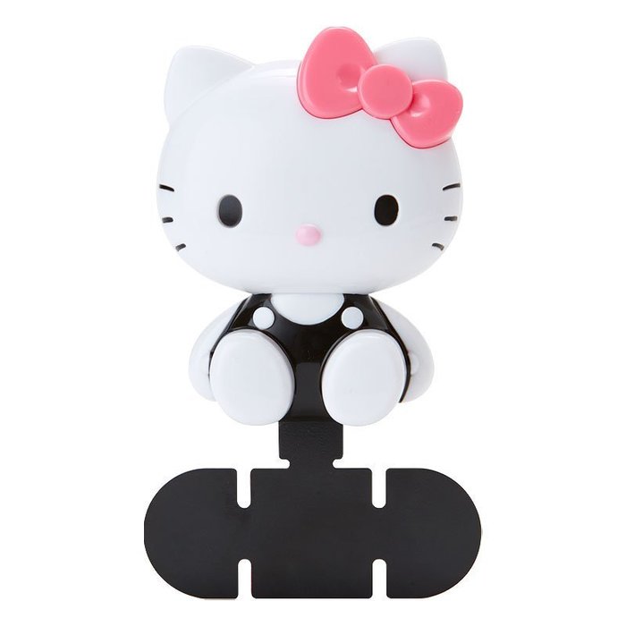 日本进口Hello Kitty造型塑胶车用手机架粉黑坐姿置物架.手机配件