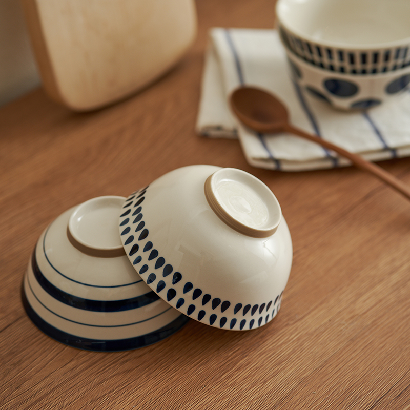 肆月日式家庭分餐碗餐具套装家用一人一色饭碗陶瓷碗小号专人专用
