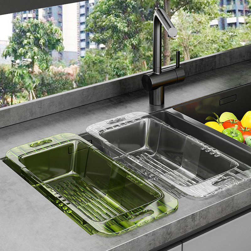 【直】厨房可伸缩洗菜盆沥水篮家用水果盘水槽滤水篮洗水果碗碟