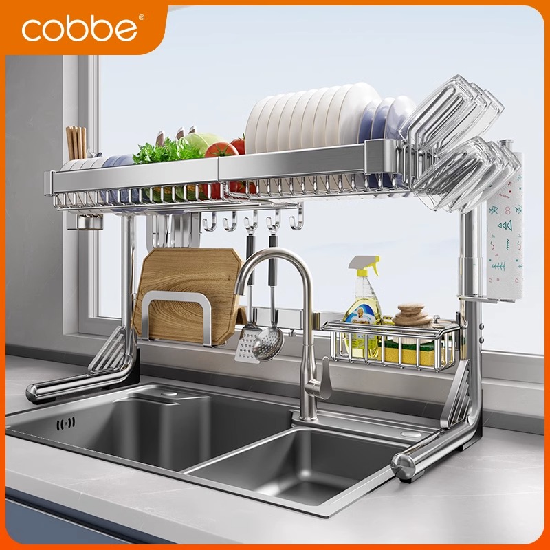 卡贝304不锈钢厨房水槽置物架碗架放碗盘沥水架多功能碗碟收纳架