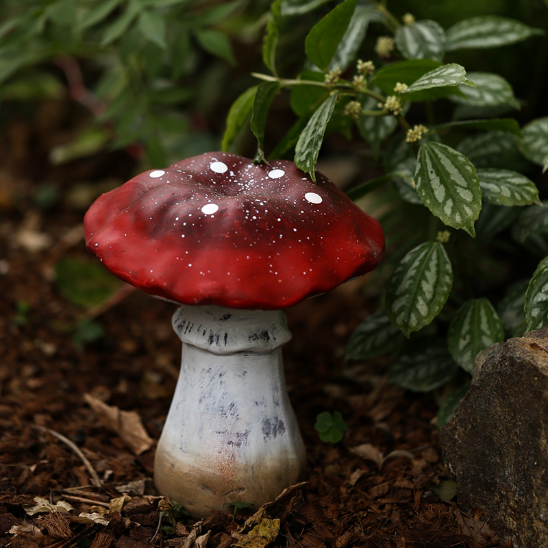 童趣园艺田园乡村树脂摆件花园阳台装饰品户外仿真植物 大红蘑菇