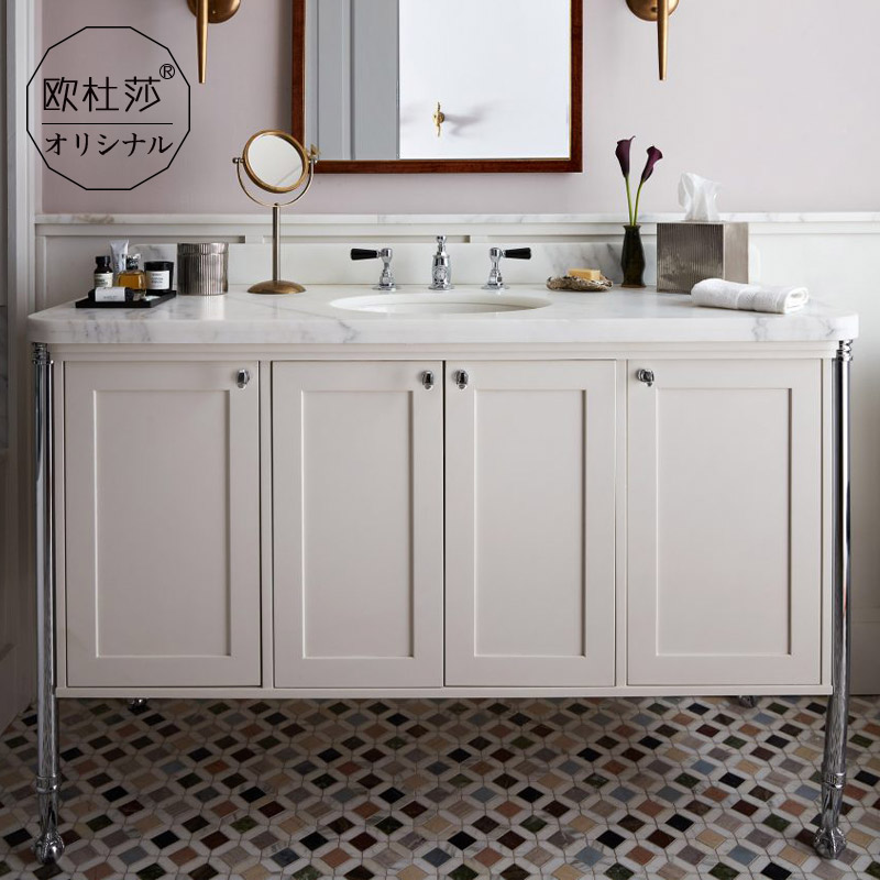 法式奶油色浴室柜组合美式洗脸洗手台盆柜组合卫浴柜卫生间洗漱台