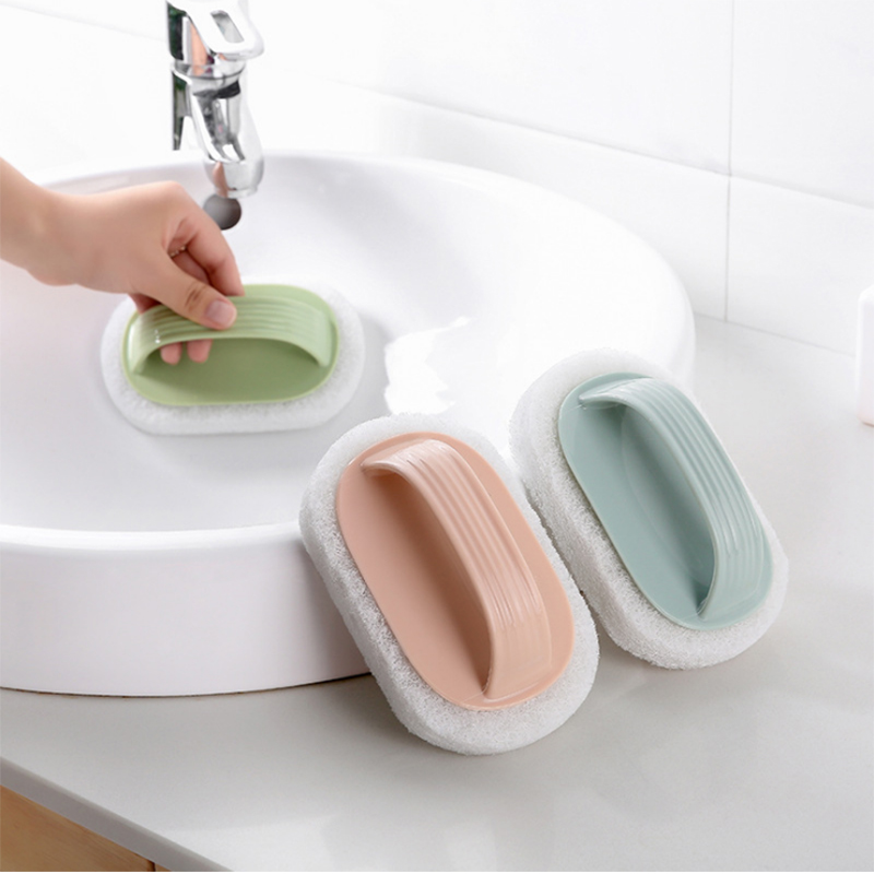 家用素色手柄清洁刷 除污海绵擦浴室瓷砖百洁刷厨房魔力擦浴缸刷