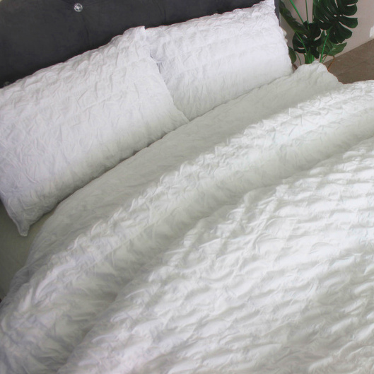 外贸清仓纯棉被套枕套三件套床单四件套白色泡泡棉1.5米1.8米床