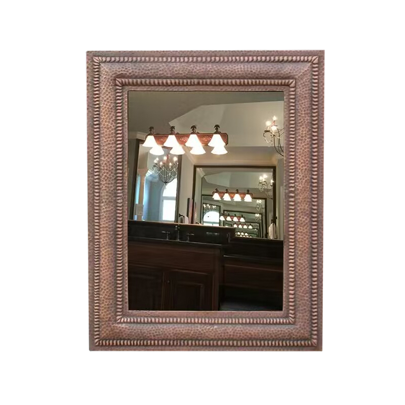 美式复古圆形方形椭圆形拱门形卫浴镜挂墙镜浴室镜玄关镜定制铜镜