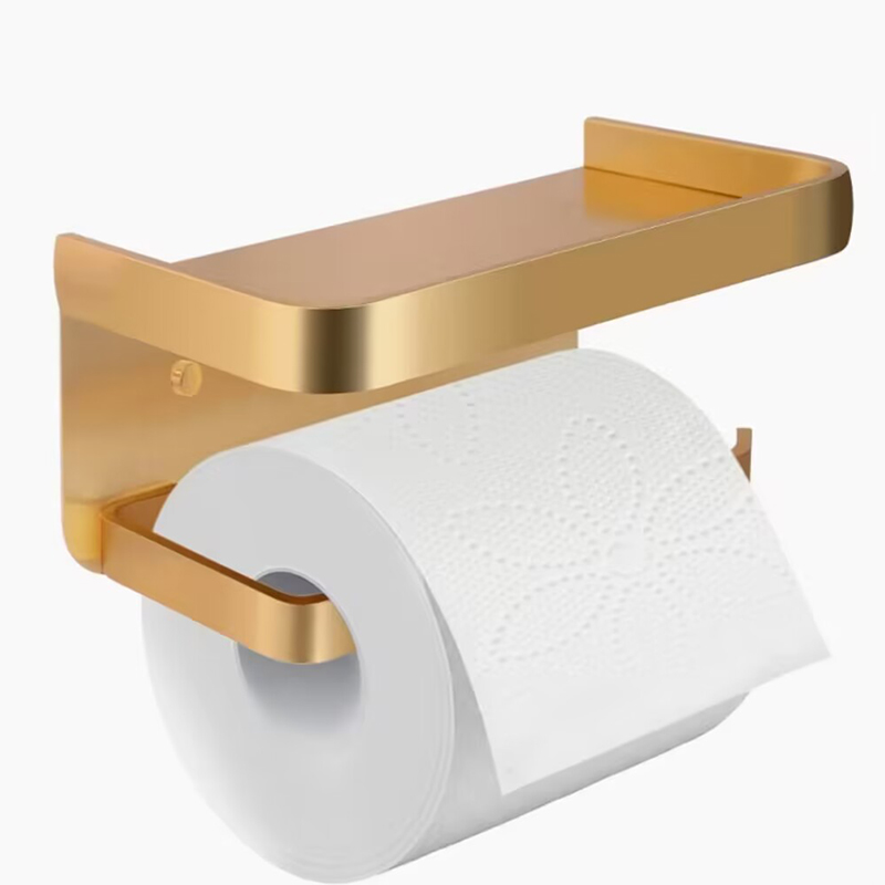 金色卫生间纸巾盒免打孔卷纸架厕所厕纸放置洗手间壁挂式抽纸置物