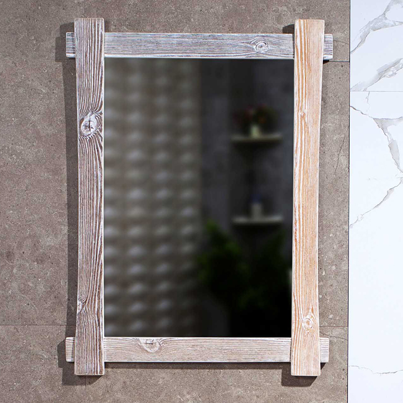 Meaka/茗嘉 欧式简洁木纹艺术洗面盆镜子 仿古家居卫生间美容镜子