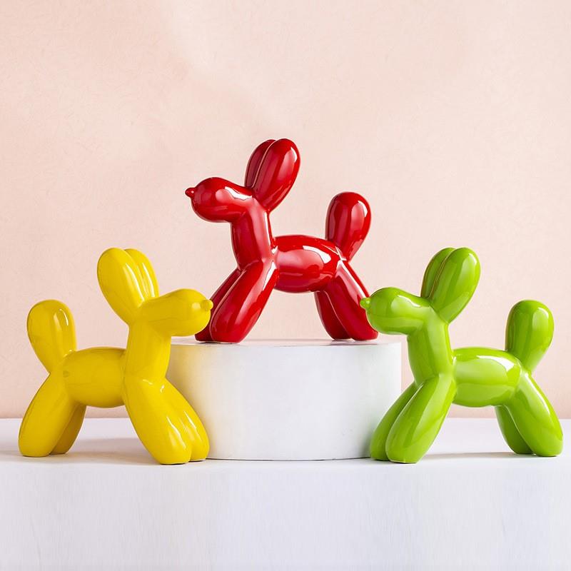 陶瓷网红气球狗摆件客厅儿童卧室动物简约甜品店装饰软装摆饰品