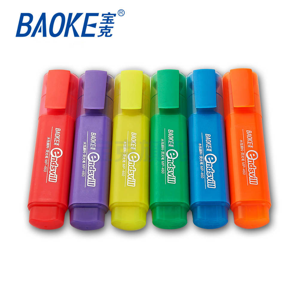 宝克 彩色荧光笔标记笔记号笔水性颜料6色涂鸦笔单支斜头MP460