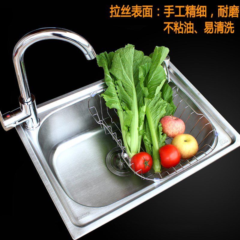 极速加厚304不锈钢水槽单槽、拉丝大小单槽厨房洗菜盆洗碗池盘包