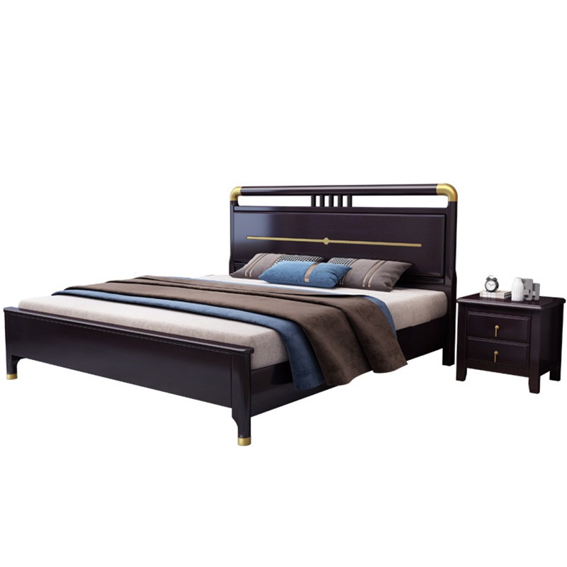 实木床新中式1.8米双人婚床现代简约1G.5米主卧软靠包床高箱床储