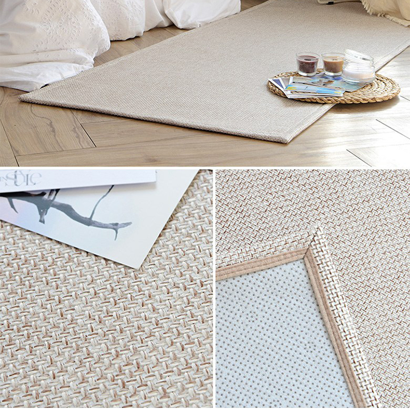 日韩简约卧室地毯牀边毯人字纹长条牀边地垫高级色主卧加厚可定制