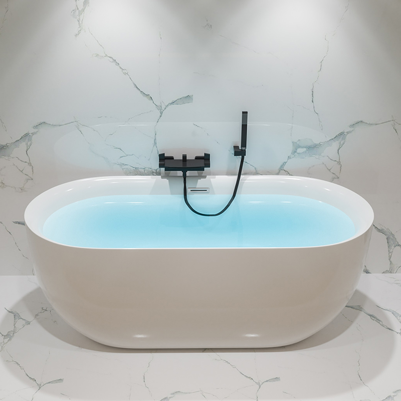 日式亚克力独立家用椭圆形移动民宿酒店小户型J恒温浴缸1.2米-1.8