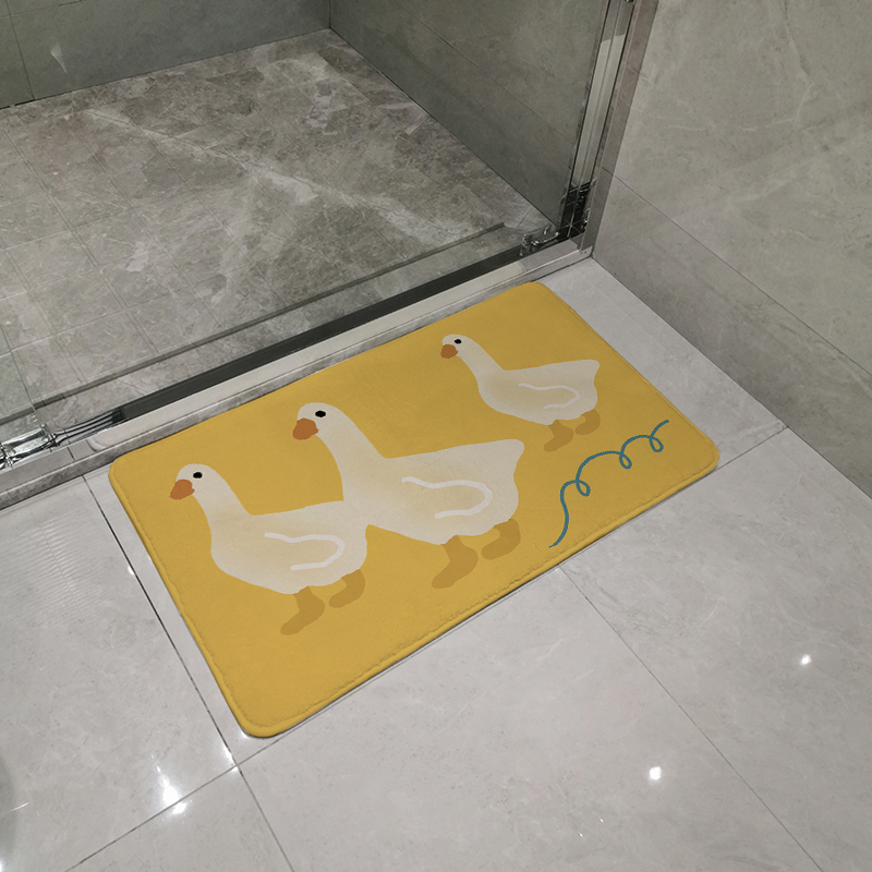 可爱卡通韩式卫浴吸水防滑小地垫家用卧I室厕所进门口毛绒脚垫地