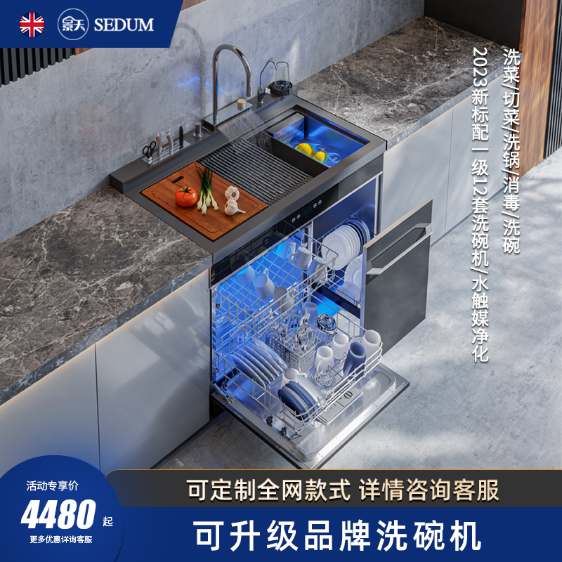 景天M1集成水槽洗碗机一体一级水效12套水触媒果蔬消毒柜厨房家用