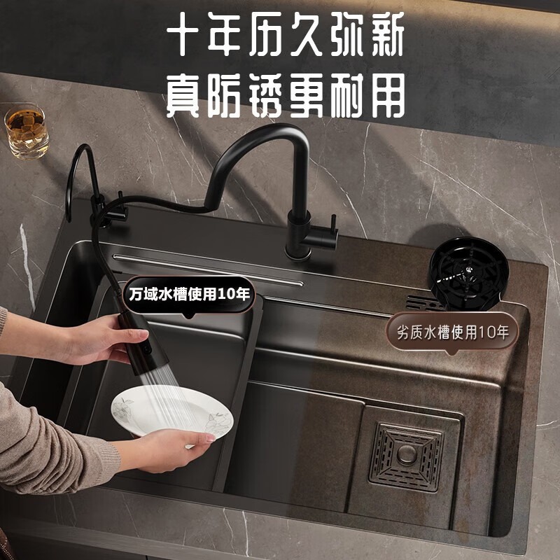 厨房水槽单水槽h304不锈钢洗菜盆一体盆洗菜池厨房水槽台下盆大单