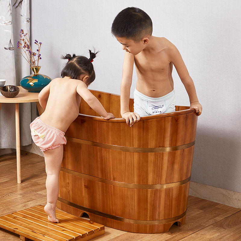 速发儿童泡澡桶洗澡桶实木保温浴桶木桶小户型洗澡泡澡浴缸木质泡