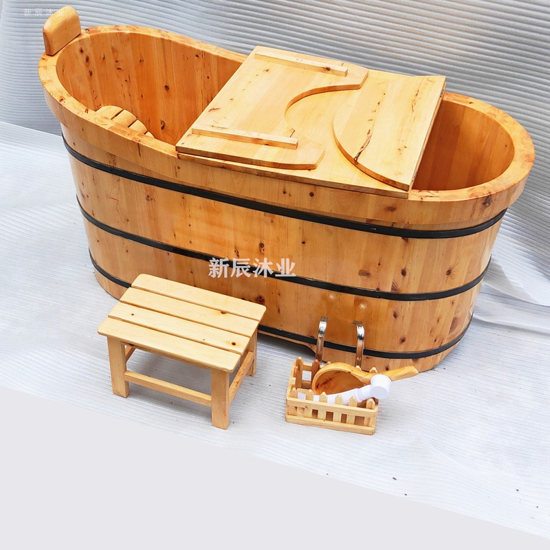 速发包邮沐浴盆实木可坐躺式洗澡浴缸木桶成人泡澡神器家用折叠浴