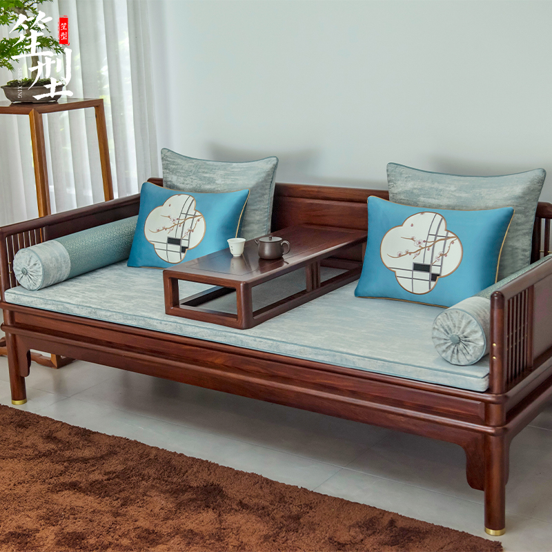 新中式罗汉床坐垫五件套古典红木沙发H座垫子加厚海绵飘窗垫定制