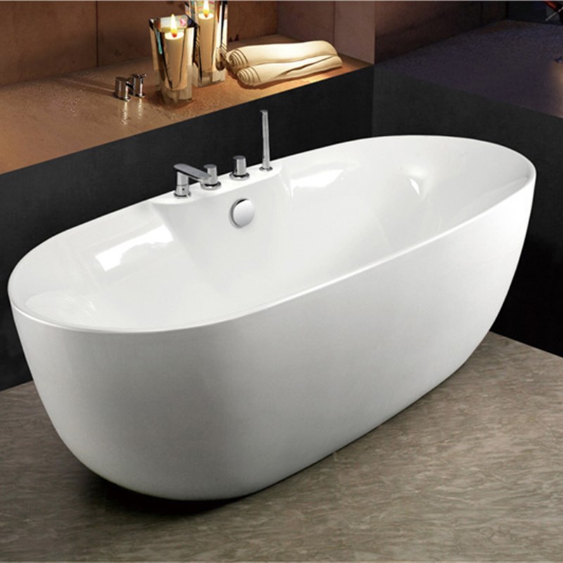 新品家用卫生间独立椭圆浴缸欧式一体I亚力克浴盆小户型浴池简约