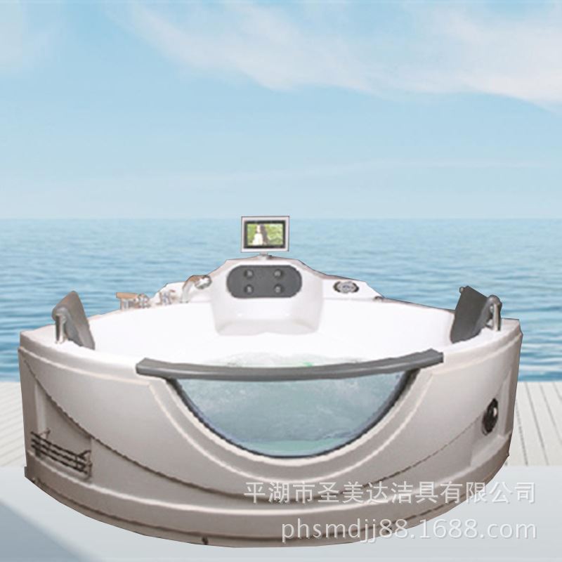 现货速发新款亚克力双人按摩冲浪浴缸150*150带海景设计酒店工程