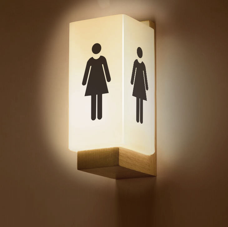 侧装卫生间发光门牌洗手间t标识牌带灯男女厕所灯箱WC指示夜牌定