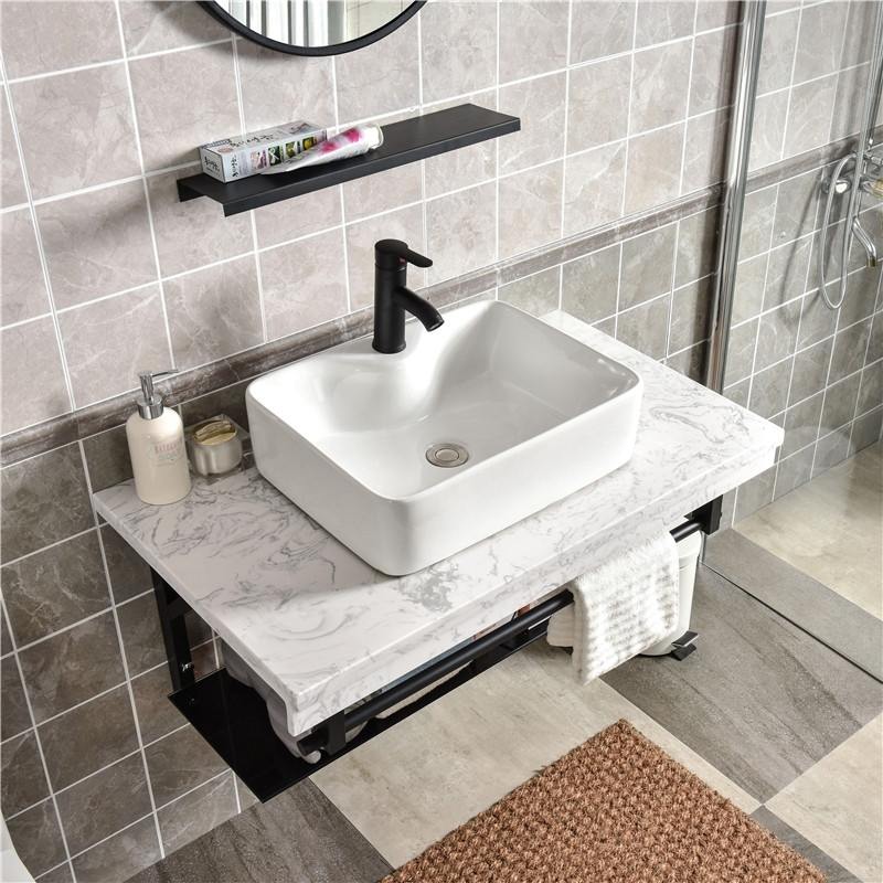 速发大理石台面洗漱台水池卫生间小空间台上盆一体式美式洗手盆洗