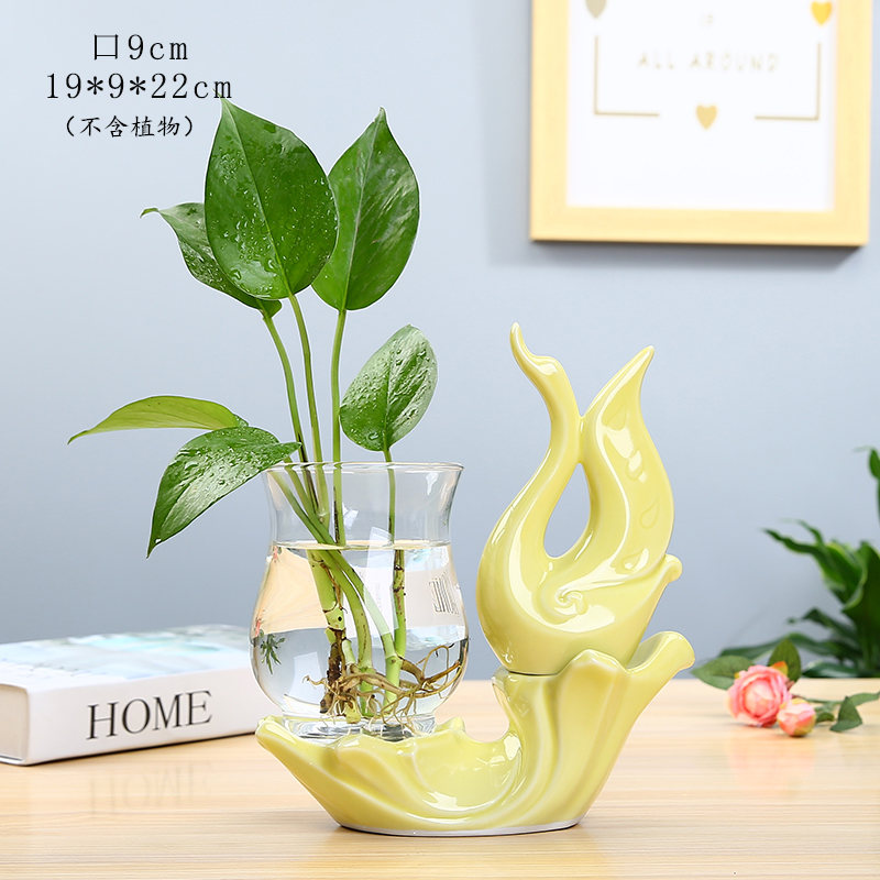 新款创意绿萝水培花瓶玻璃器皿透明水养鲜花插花花盆鱼缸桌面天鹅