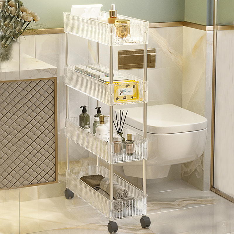 卫生间夹缝置物架亚力克浴室收纳架可移动洗手间缝隙储物架小推车
