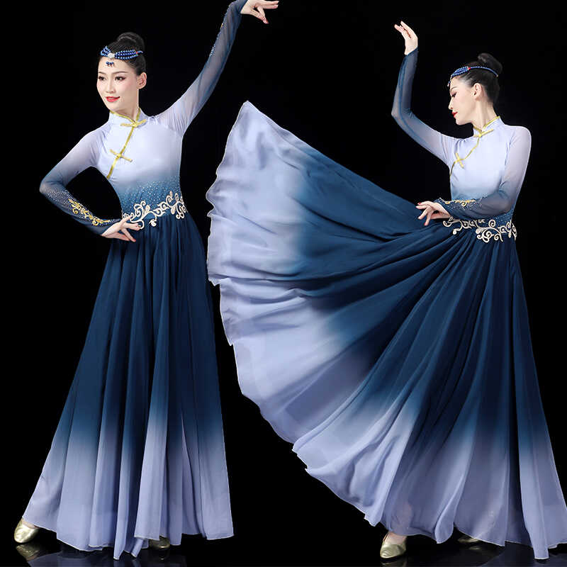 2024新款蒙古舞蹈演出服女少数民族蒙族舞服装艺考开场舞大摆裙